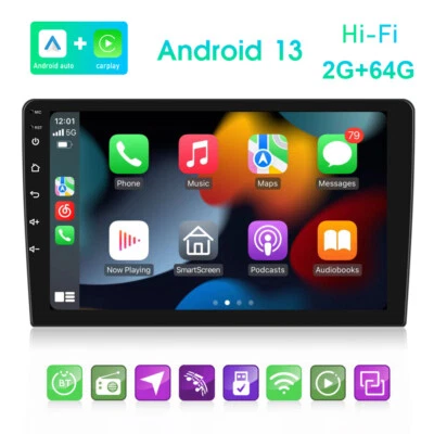 64G 9" Android 13 Car Stereo Carplay Radio Double 2 Din Head Unit GPS Navi WiFi