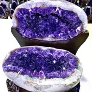17.81LB Natural Amethyst Treasure Basin Quartz Geode Crystal Healing decor+stan