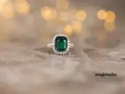 Cushion Cut 1.50CT Real Emerald Wedding Halo Jewelry Ring 14K White Gold Finish