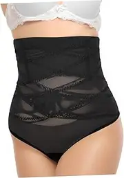 [TEMPNAP] High Waist Shaping Underwear for Women Seamless Underwear Tummy Control Thong Tummy Control for Women Nylon Black
