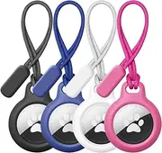 4 Pack Case for Apple AirTag Holder, Kiewhay Cases Holder for Apple AirTags, AirTag Keychain with Rugged Strap - Protective Hard Shell AirTag Keychain for Dog Collar,Cat Collar,Keys,Luggage,Backpack