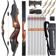 Archery 60" Takedown Recurve Bow & 12X Arrows/Hand guard/Bag Target Hunting SET