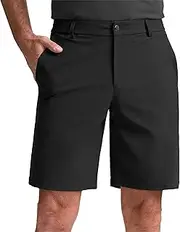 [JEShifangjiusu] Men's 7 Inch Inseam Casual Golf Shorts with Multifunctional Pockets Stretch Lightweight Straight Short Summer Thin Section Shorts Black