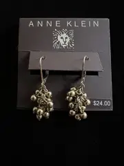Vintage Anne Klein Dangle, Drop Beads, Tassel Hinge Back Pierced Earrings