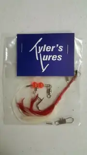 Red and White Feather Rig with Single Drop Leader