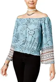 [American Rag] Juniors' Off-The-Shoulder Bell-Sleeve Peasant Top