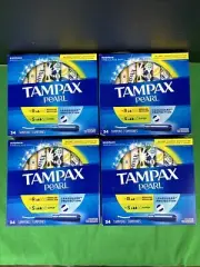 4 PK Tampax Pearl Duo Pack Tampons Regular & Super with LeakGuard Braid 34 Ct EA