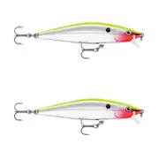 2x Rapala 8cm Flat Rap Floating Shallow Diving Fishing Lures - Clown