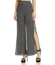 Aqua Womens Split Casual Wide Leg Pants, Black, Medium