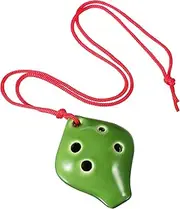 Generic Beginner's 6 Hole Ceramic Mini Flute Toddler Musical Instrument Necklace Green