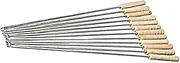 Barbecue Skewers with Wood Handle Stainless Steel Roasting Sticks for BBQ Camping Cookware Grill Cooking 12PCSBarbecue Skewers