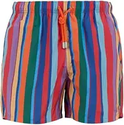 [Gallo] Men's Red Swimming Shorts with Multicoloured Stripes, red, Large