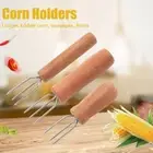 Anti Scalding Corn Holders Wood Handle Barbecue Needle Durable Corn Skewer