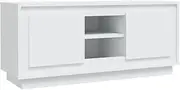 'vidaXL Modern-Style White Engineered Wood TV Stand - Spacious and Durable with Moisture Resistance