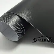 Premium Black Leather Pattern PVC Adhesive Vinyl Film Stickers For Auto Car Body Internal Decoration Vinyl Wrap Car leather film - (Size: 50X152 CM)