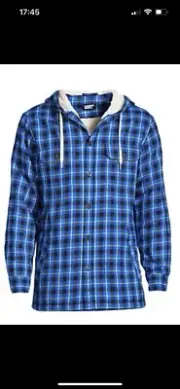 LANDS END Flannel Sherpa Lined SHIRT JACKET Men’ Medium New