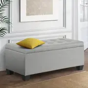 Tommie Fabric Storage Ottoman Light Grey