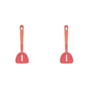 2x eKu Upcycle Soft Grip Extra Long Kitchen Slotted Turner Tool - Salmon Pink