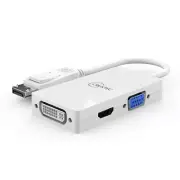 O-Cruxtec DT3HDV-WH 3 In 1 Displayport DP to HDMI/DVI/VGA Cable Adapter White