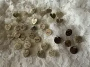 Large Lot Of Thank You Heart And Circle Silver Tone Charms (Lot J)