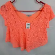Charlotte Russe Crop Top Bright Peach Color Lace Size medium Woman's