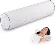 FYB Neck Roll Pillow,Memory Foam Pillows,Bolster pillow,Support Back Cushion,Neck support,Leg lumbar support,Cylindrical,Washable pillowcase 17.7*5.1in（45*13CM） (Sky Blue Edge, 17.7*5.1in（45*13CM）)