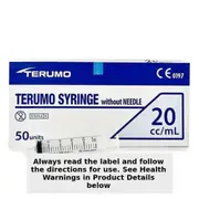 Terumo Disposable Plastic Syringe No Needle 20ml - 50 Pack