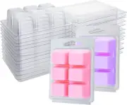 250 Pack Plastic Wax Melt Mold Containers - 6 Cavity Square Hanging Clamshell