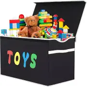 Toy Box Chest Collapsible Sturdy Storage Bin with Lid Toy StorageOrganizer Black