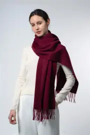 Merinosnug Extra Fine Large Merino Wool Scarf Australia – 90% Merino, 10% Alpaca, Rhubarb