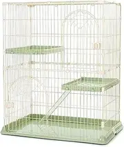 3-Tier Cat Cage Enclosures Indoor Wire Kennels with 2 Door - DIY Cat Playpen - Crate Exercise Place with Platform Bed and Ladder for Cats, Rabbit, Chinchilla, Ferret,Green-Medium