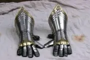 18 GA Steel Larp Medieval Gauntlets Pair Knight Armor Arm Gauntlets Crusader