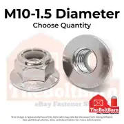 M10-1.5 A2-70 Stainless Nylon Insert Flange Nuts (Choose Qty)