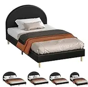 ALFORDSON Bed Frame Base King Single Size with PU Leather, Bed Platform Foundation with Headboard for Mattress Topper, Calla Black