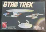 1988 STAR TREK 3 PIECE U.S.S. ENTERPRISE SET AMT Model Kit SEALED MIB C-6.5