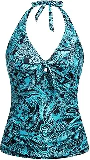 [Talisea] Women Halter Tankini Swim Top - Tummy Control Swimsuit Bathing Suit Top Front Tie Knot Swim Top Only 2025