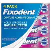 Fixodent Denture Adhesive Cream 4 Count, 2.4 Ounce Each