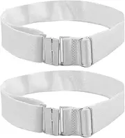 [kiki fancy] Long Elasticated Sock Hose Garters Clips,Pack of 2 Garter Clips Suspenders Elastic Belt Women Men Shirt Collar Stiffeners Garter Clip Perfect for Dancers and Pipers (White), white, One size