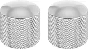 uxcell 2Pcs Aluminum Guitar Knobs Shaft Volume/Tone Silver Control Knobs CNC Machined Knurled Design for Electric Guitar Bass Audio Tuning Replacement