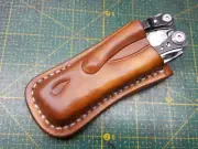 Leather pancake friction sheath for Leatherman Skeletool, T2 or T4 and similar