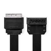 SCART-kabel - SCART Hane - SCART Hane - Nickelplaterad - 480p - 2.00 m - Platt - PVC - Svart - Kuver