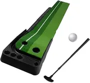 Golf Putting Mat, Dual Color Grass Golf Putting Exerciser with Ball Thicken Return Track and Automatic Function, Portable Golf Practice Training Aid for Home Office Indoor Outdoor Practice B 3m