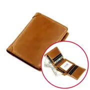 Men Real Leather Slim Wallets Trifold W/ ID Window RFID Blocking Billfold Bag US