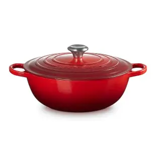 【Le Creuset】琺瑯鑄鐵鍋媽咪鍋28cm 薰衣草/貝殼粉/櫻桃紅/火焰橘(贈鍋蓋架)