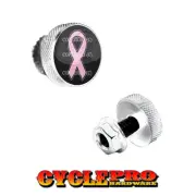 2 Silver Billet Knurled License Plate Frame Tag Bolts PIN RIBBON - 097