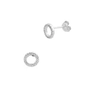 Bevilles 8mm Sterling Silver Cubic Zirconia Open Circle Stud Earrings