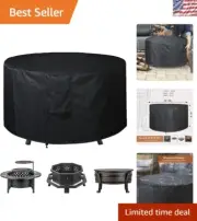Heavy-Duty 36" Waterproof Fire Pit Cover - Durable Polyester with Drawstring