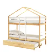 Andrus Solid Pine House Bunk Bed with Narell Trundle