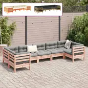 Garden Sofa Set with Cushions Modular Sofa Couch Backyard 7 Piece Wood vidaXL