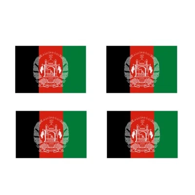 Set of 4x Afghanistan Flag Iron on Screen Print Transfers for Fabrics Machine Wa